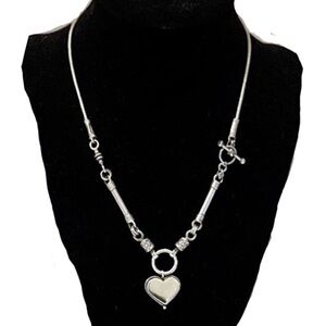 Silpada Vintage Sterling Silver Heart Necklace with Toggle Clasp • LIKE NEW